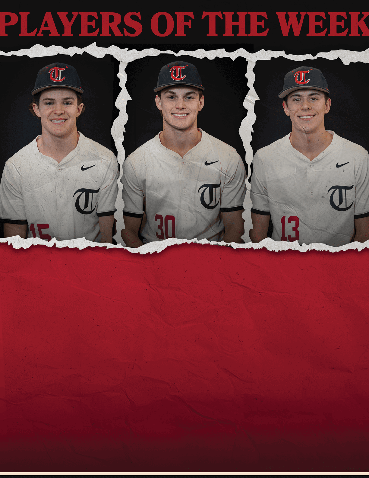 Three baseball players pose for a photo. AI generated content