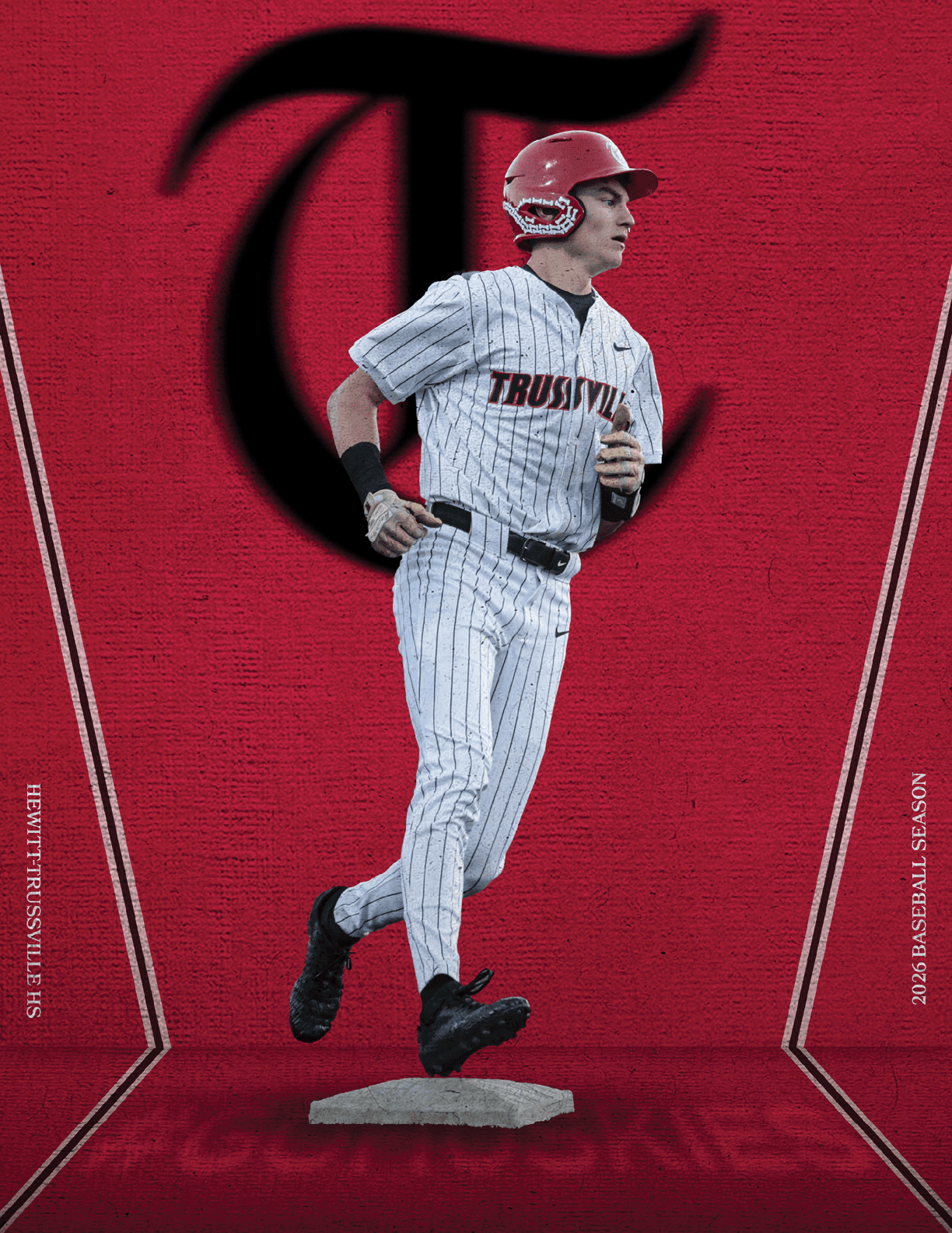 A baseball player in a red helmet and white uniform is running on a field. AI generated content