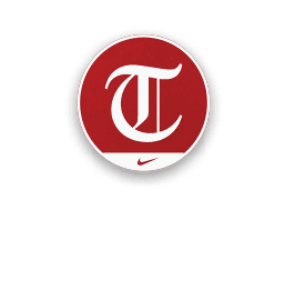 A red circle with a white T in it. AI generated content