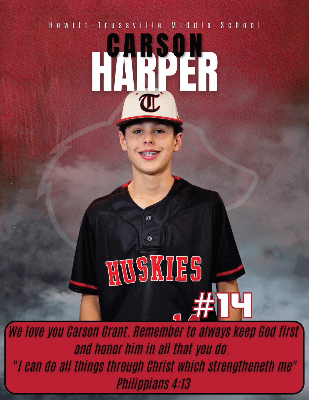 A young man wearing a baseball uniform with the name Harper on the back. AI generated content