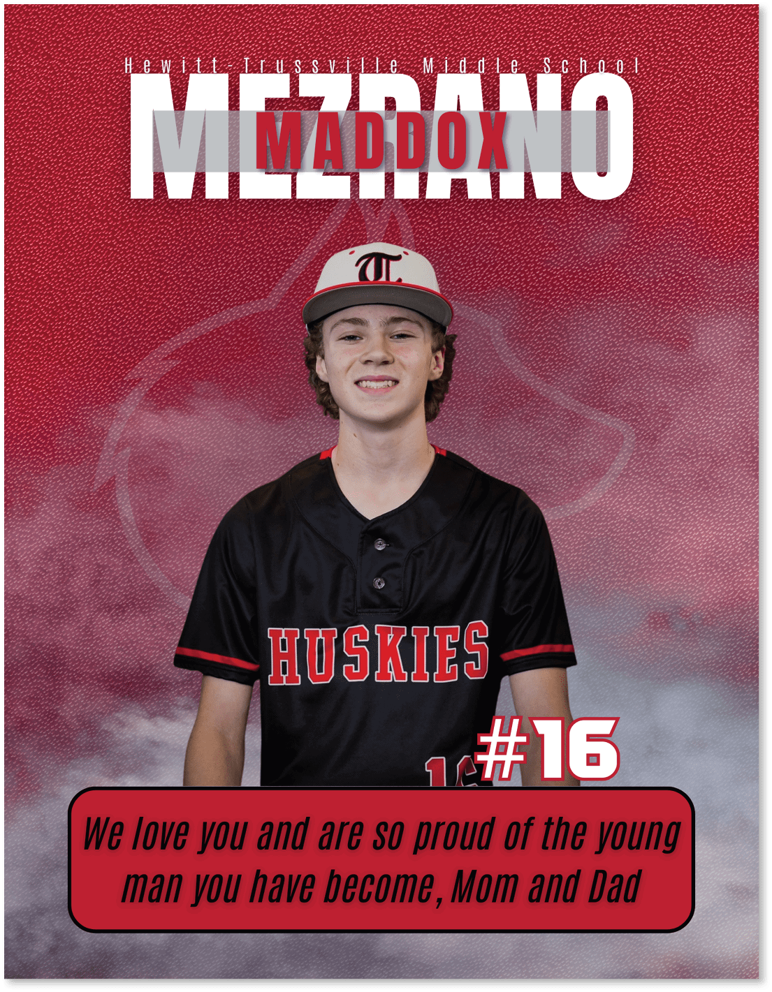 A young man wearing a baseball uniform with the number 16 on the back. AI generated content