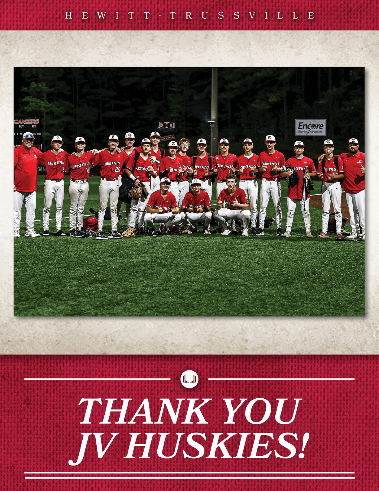 A group of young men in red and white uniforms pose for a photo. AI generated content