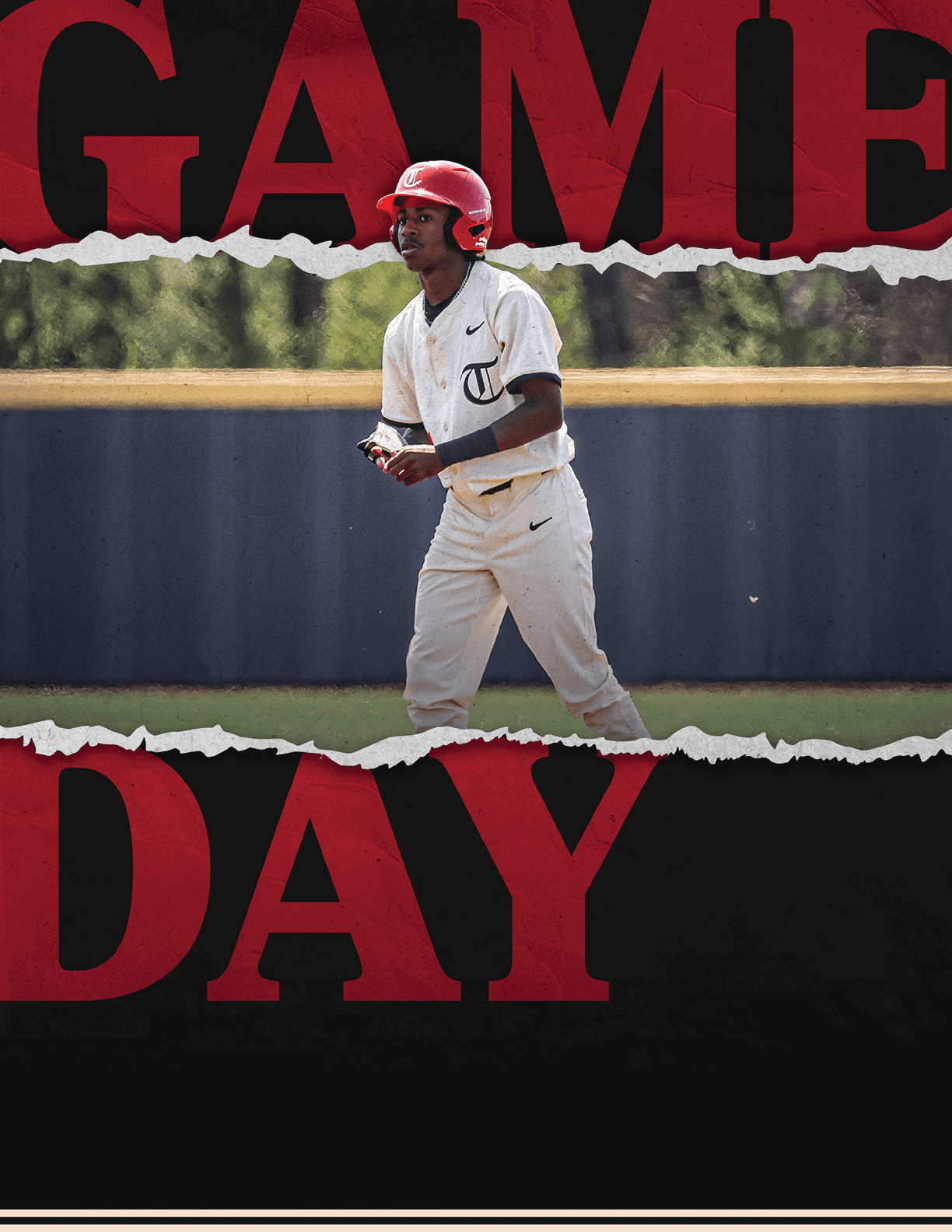 A baseball player wearing a red helmet and white uniform is walking on the field. AI generated content