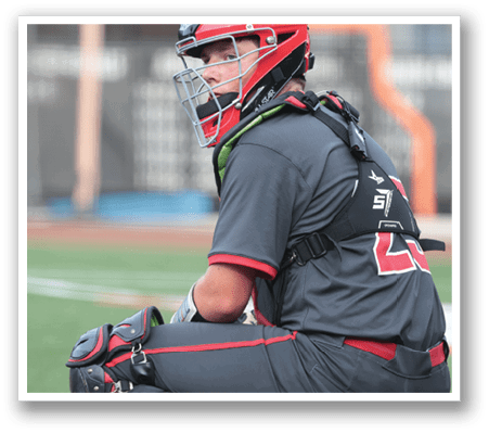 A baseball player sits on the ground wearing a catcher's mitt. AI generated content
