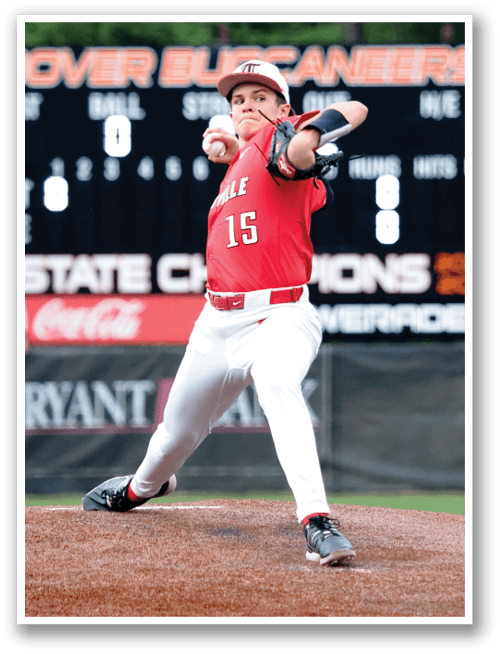 A baseball player in a red shirt and white pants is pitching a ball. AI generated content