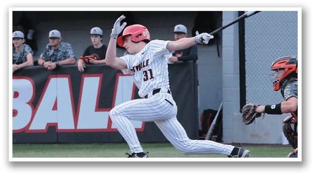 A baseball player in a red helmet is swinging a bat, attempting to hit a ball. AI generated content