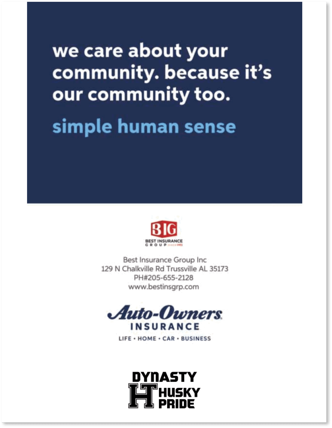 A blue and white advertisement for the Big I Insurance Group. AI generated content