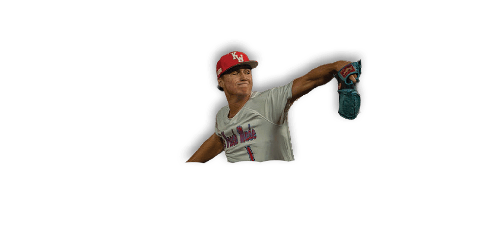 A man wearing a red hat and a grey shirt is holding a baseball bat. AI generated content