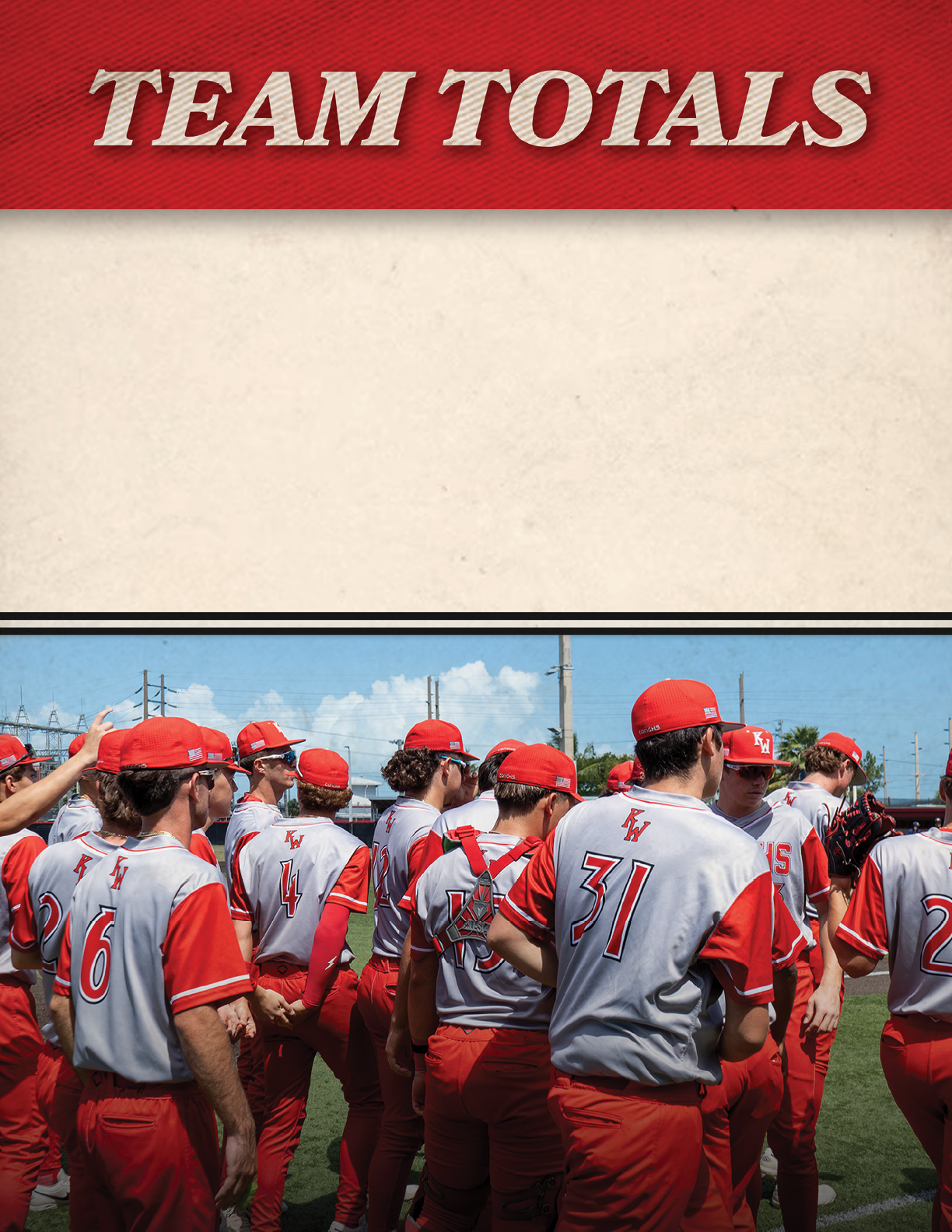 A group of baseball players wearing red and grey uniforms. Description generated by AI