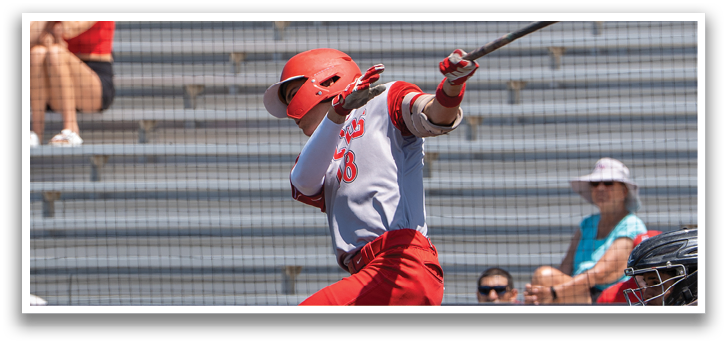 A baseball player is swinging a bat. Description generated by AI