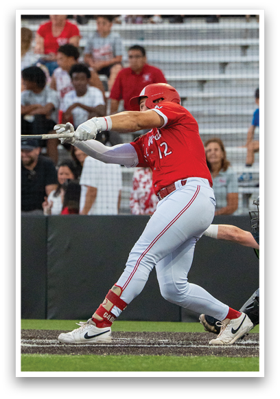 A baseball player is swinging a bat. Description generated by AI
