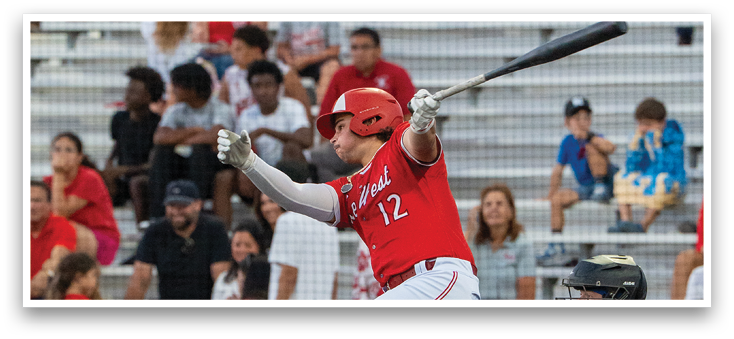 A baseball player is swinging a bat. Description generated by AI