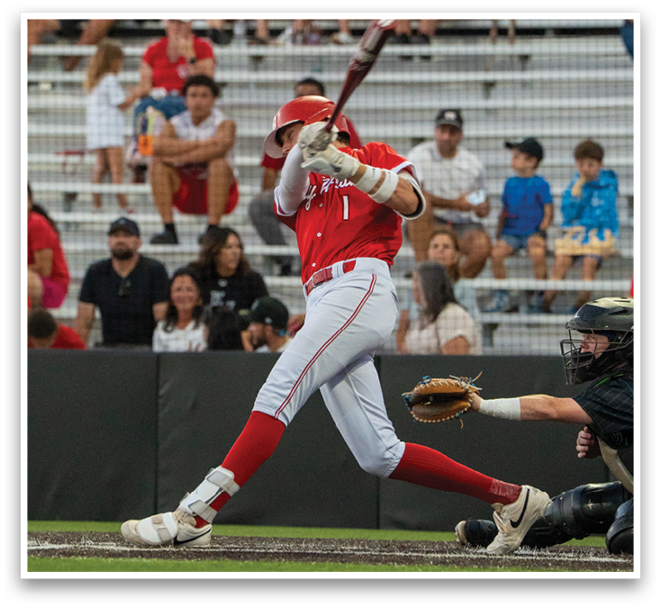 A baseball player in a red jersey and white pants is pitching a ball. Description generated by AI