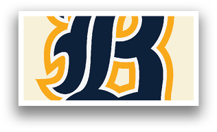 A blue and yellow B on a white background. Description generated by AI
