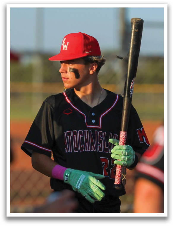 A baseball player wearing a red hat and a black jersey holding a bat. AI generated content