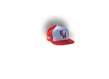 A small red baseball cap is in the middle of a white background. Description generated by AI