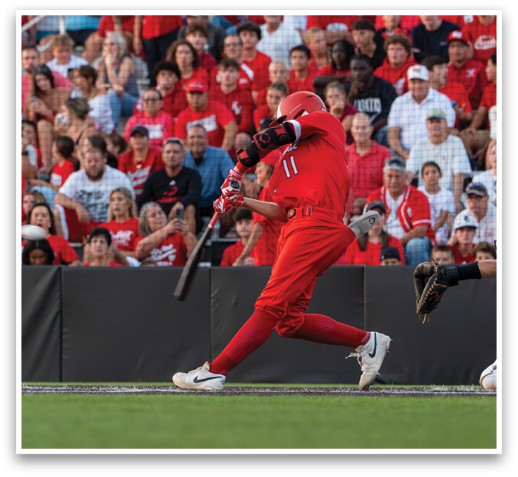 A baseball player is swinging a bat. Description generated by AI