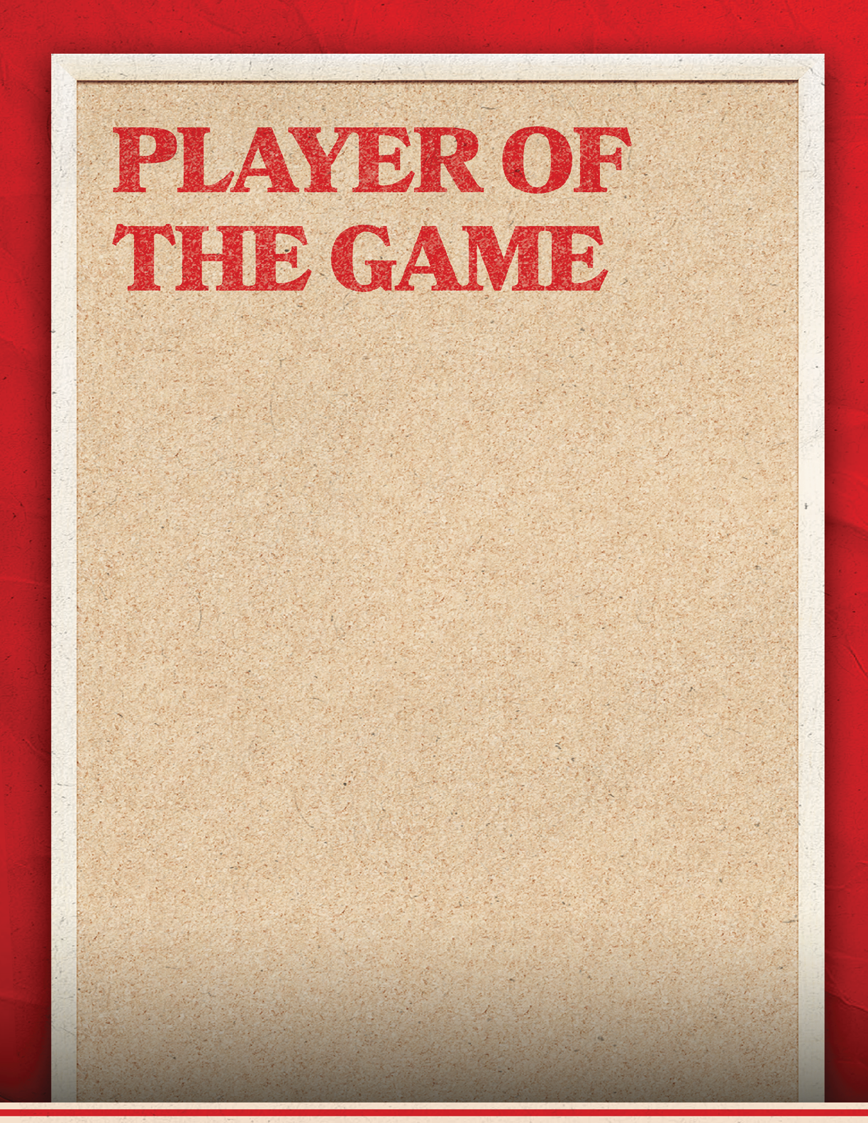 A cardboard sign that says “Player of the Game" on it. AI generated content