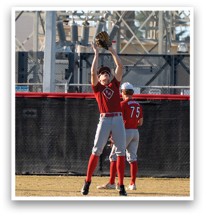 Two baseball players are playing in a game. One player is jumping in the air to catch a ball, while the other player is watching. AI generated content