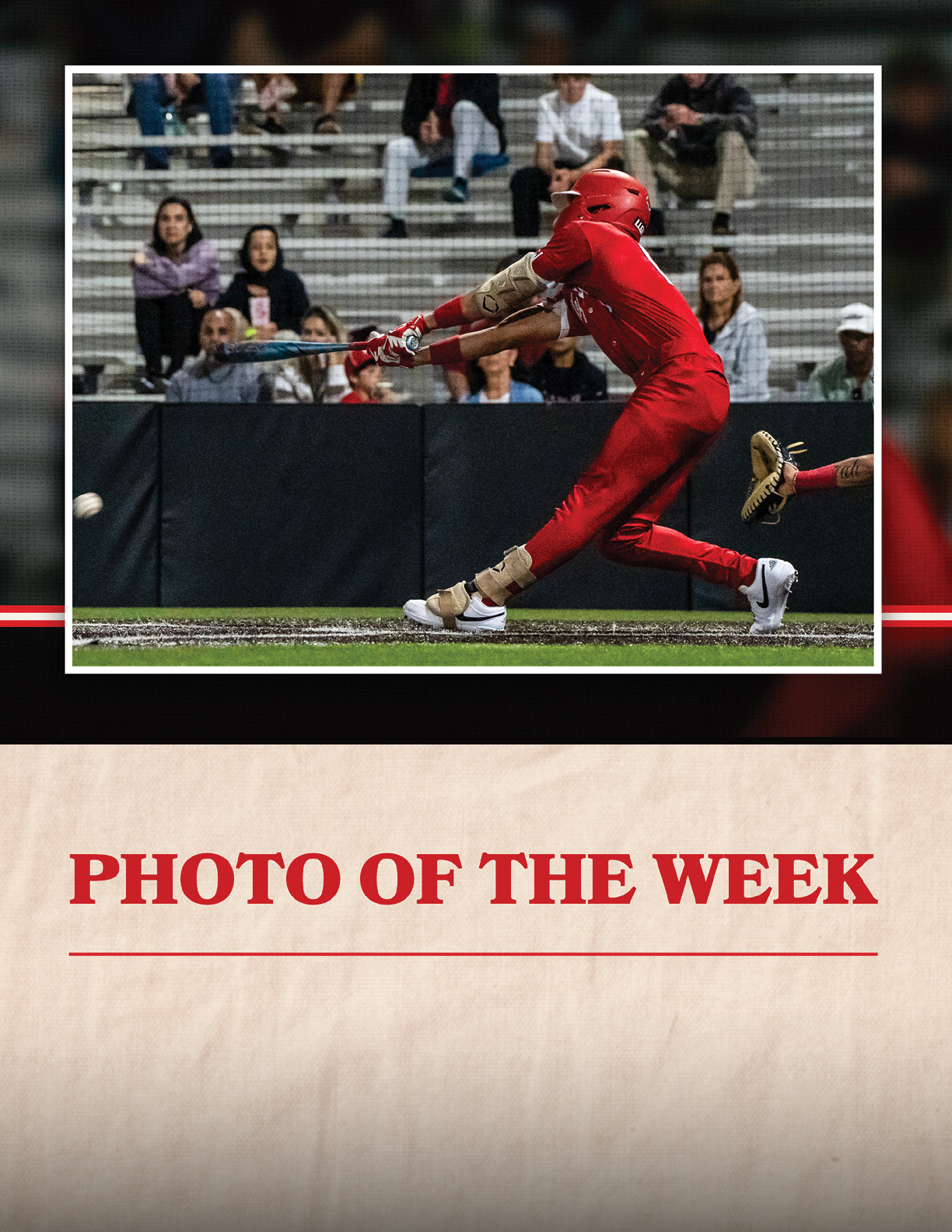 A baseball player in a red jersey is swinging a bat at a ball. AI generated content