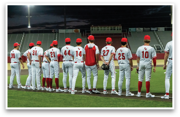 Baseball players in uniforms standing on a field. AI generated content