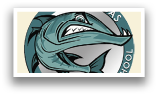 A logo for Coral Reef High School features a fish with a ferocious expression. AI generated content