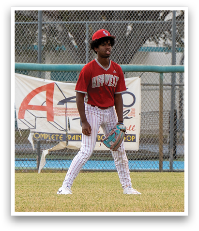 A baseball player in a red shirt and white pants is standing on a field. AI generated content