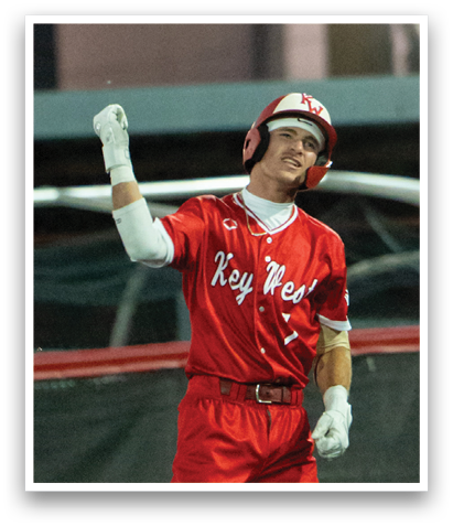 A man in a red baseball uniform is celebrating a victory. AI generated content