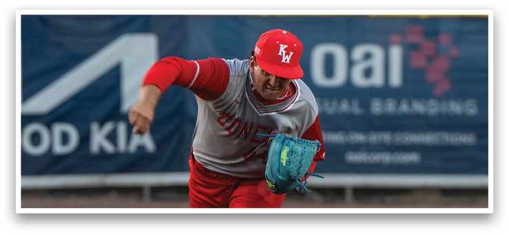 A baseball player in a red uniform is throwing a ball on a field. AI generated content