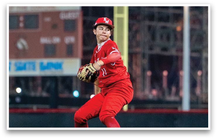 A baseball player in a red uniform is on the pitcher's mound, holding a baseball in his glove. AI generated content