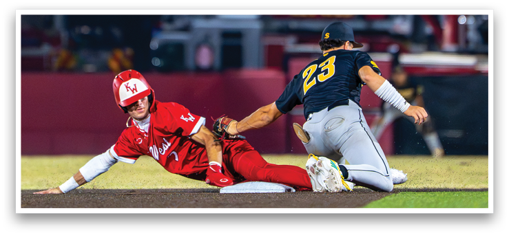 Two baseball players are on the field, one sliding into a base while the other tries to catch the ball. AI generated content