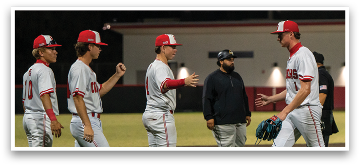 Baseball players shake hands on the field. AI generated content