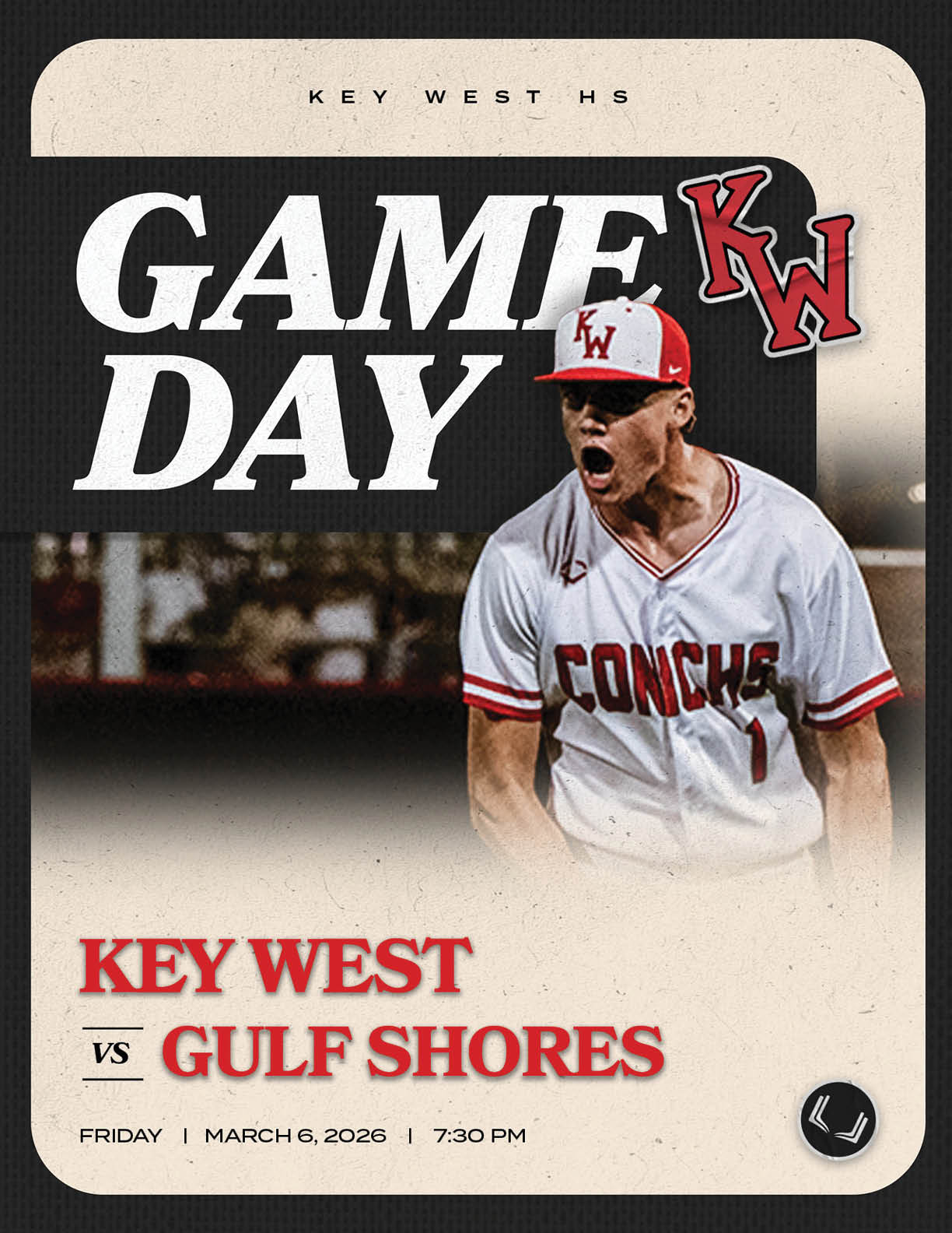 A baseball player wearing a white jersey with the word Conch on it. AI generated content
