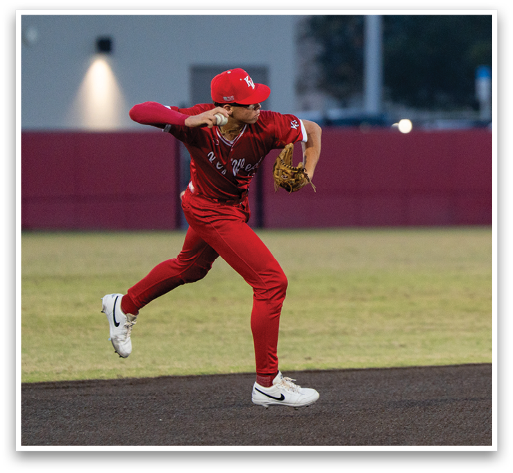 A baseball player in a red uniform is throwing a ball. AI generated content