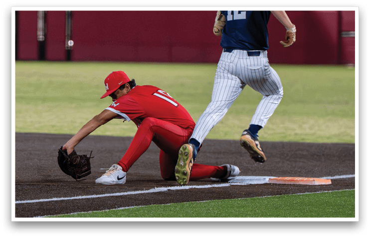 A baseball player slides into home base while another player tries to catch the ball. AI generated content
