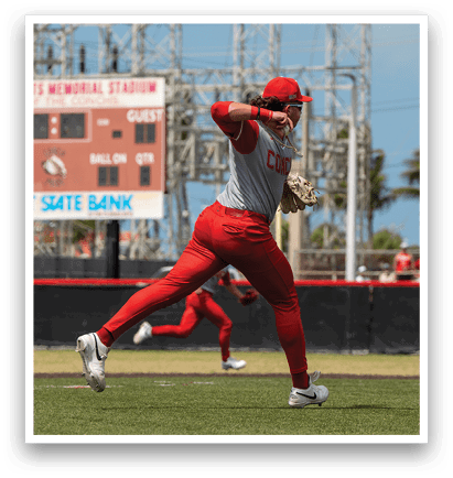 A baseball player in a red uniform is throwing a ball. AI generated content