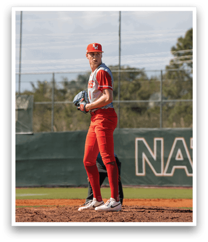 A baseball player in a red uniform stands on the pitcher's mound, holding a baseball glove. AI generated content
