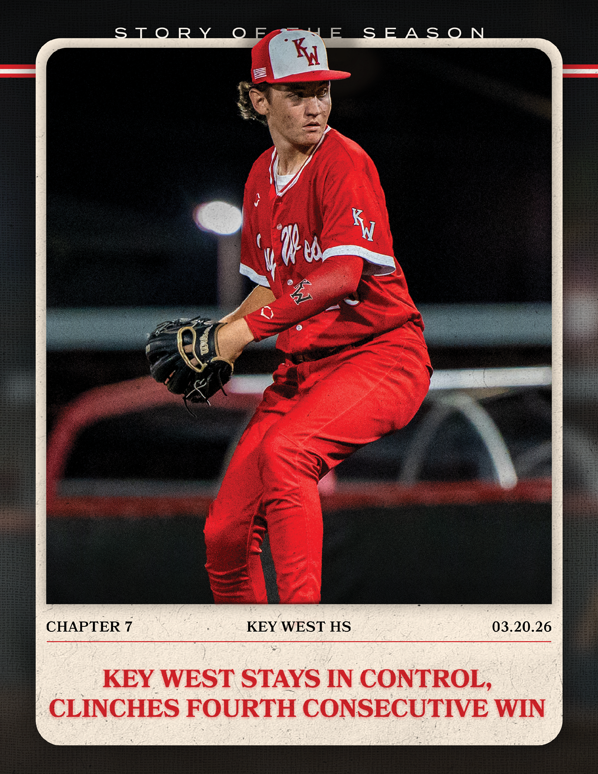 A baseball player in a red uniform is shown on a card. AI generated content