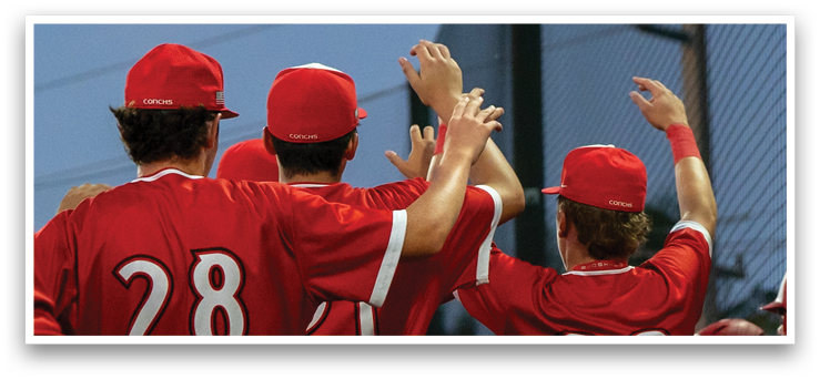A group of baseball players wearing red uniforms are celebrating a victory. AI generated content