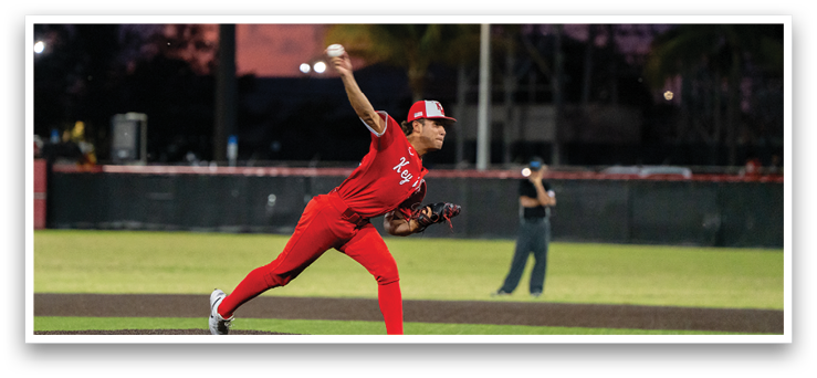 A baseball player in a red uniform is pitching a ball on a field. AI generated content