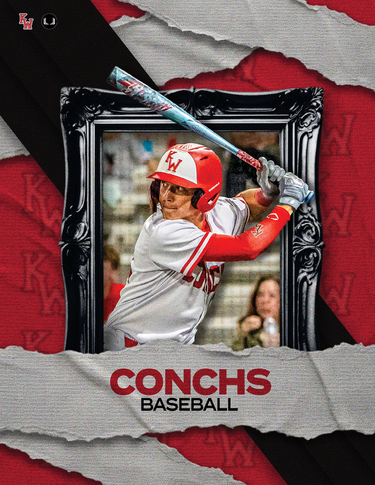 A baseball player in a red helmet and white uniform is swinging a bat. AI generated content