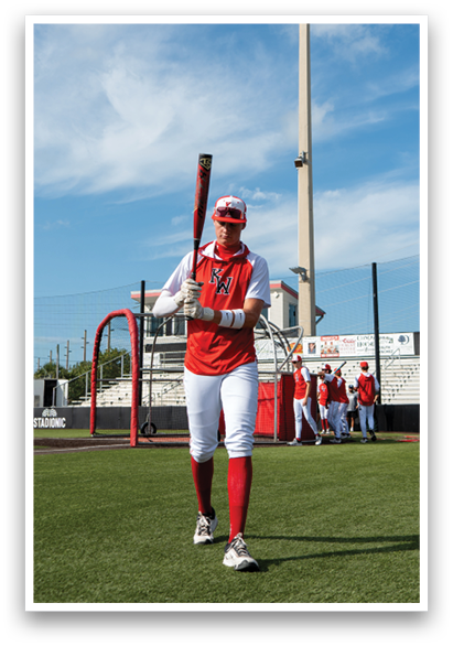 A baseball player in a red and white uniform holding a bat. AI generated content