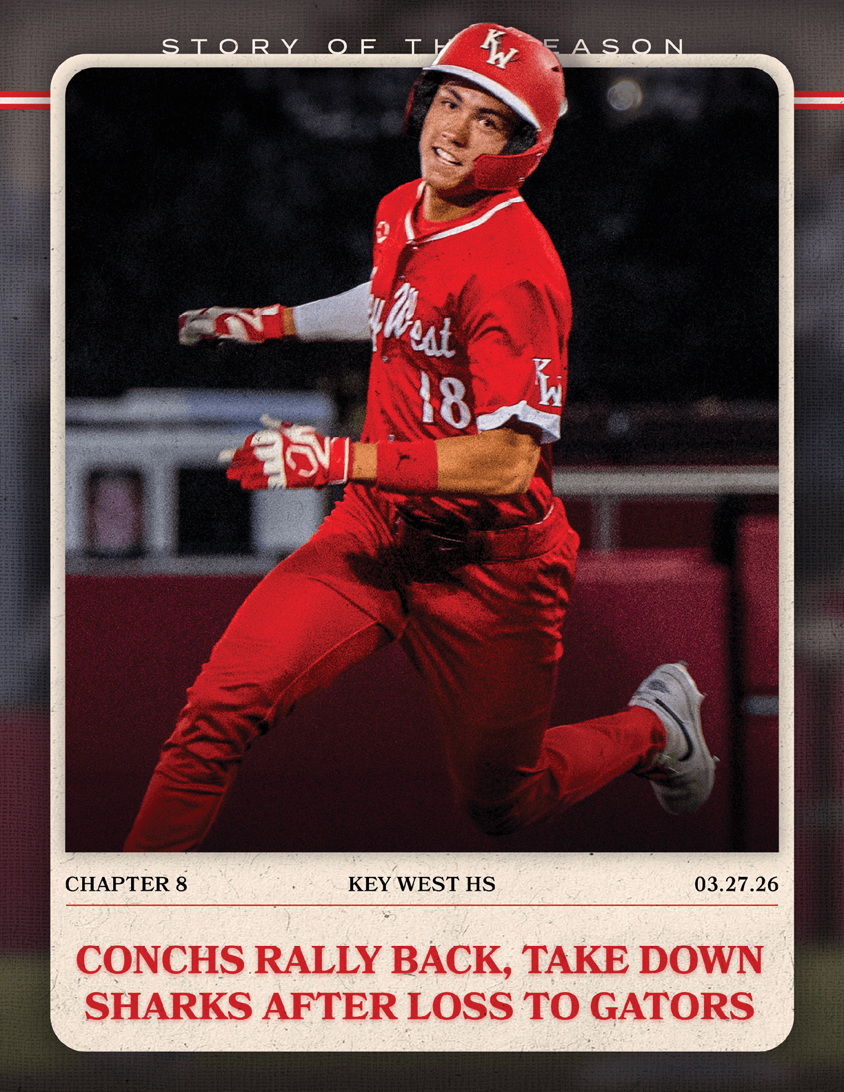 A baseball player in a red jersey is shown running the bases. AI generated content