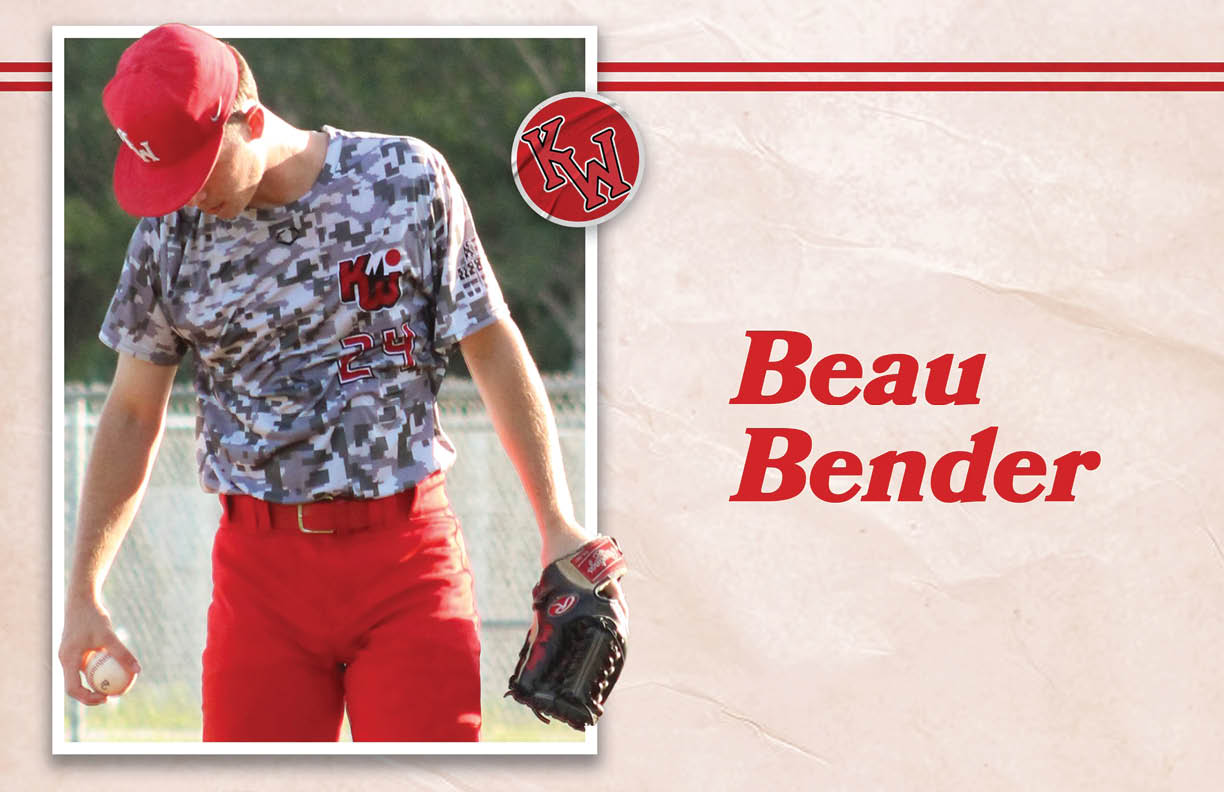 A man wearing a red shirt and red pants is holding a baseball glove. AI generated content