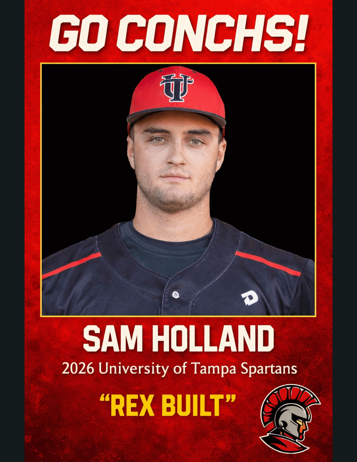 A man wearing a baseball uniform with the name Sam Holland on the back. AI generated content