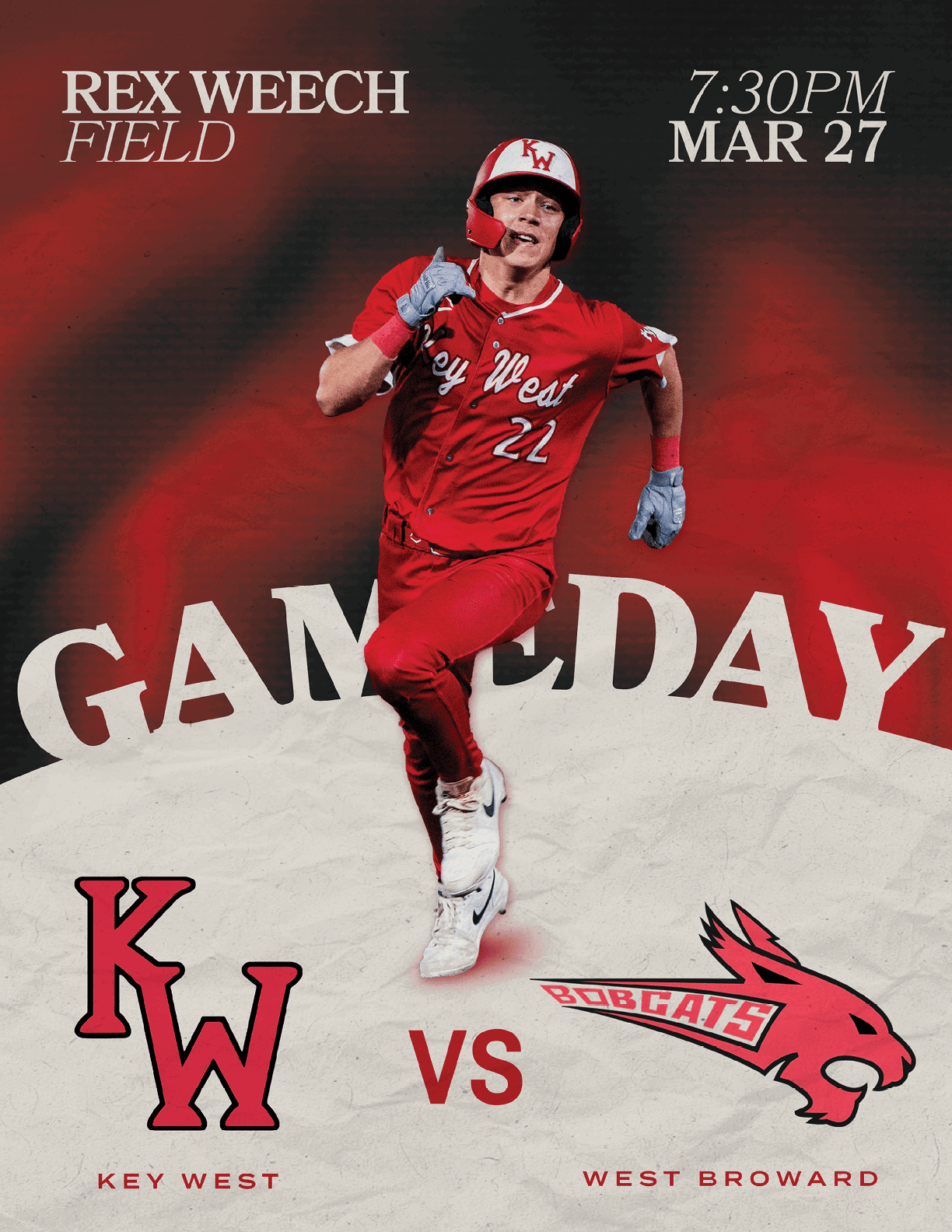 A baseball player in a red jersey is running on the field. AI generated content