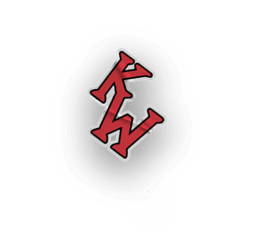 A collection of logos and symbols, including a KW logo, a red and white baseball glove, a red and white baseball, and a red and white baseball bat. AI generated content