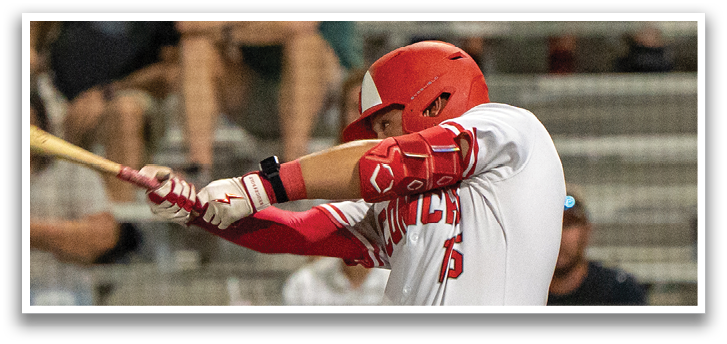 A baseball player is swinging a bat. Description generated by AI