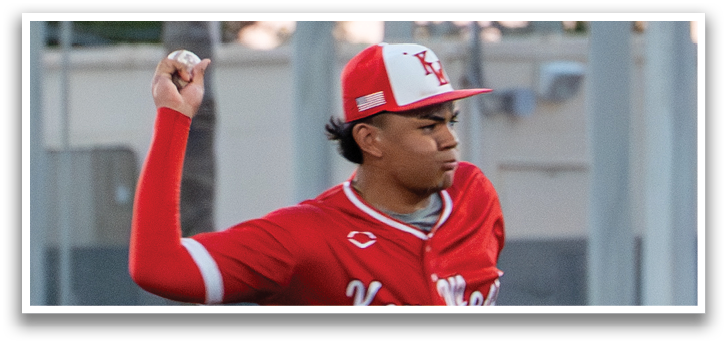 A man wearing a red baseball uniform is throwing a ball. Description generated by AI