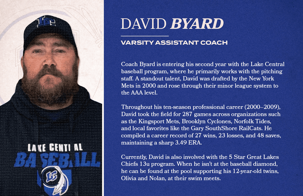 Coach Byard is entering his second year with the Lake Central baseball program, where he primarily works with the pit...